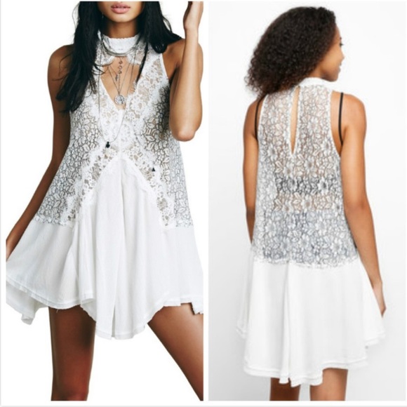 Free People Tell Tale Lace Cutout Contrast Top, S - Picture 1 of 8